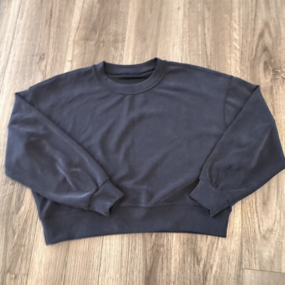 Lululemon Perfectly Oversized Cropped Crew Softstreme Black Sweatshirt Size 4